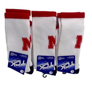 NEW Nebraska‎ Cornhuskers Crew Socks 3 Pair Size L 8-12 NCAA College Fan
